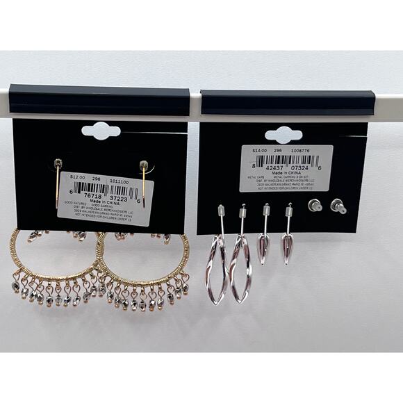 Massini 2 Sets Gold Silver Tone Studs & Drop Earrings 4 Pairs NEW! - Picture 8 of 8